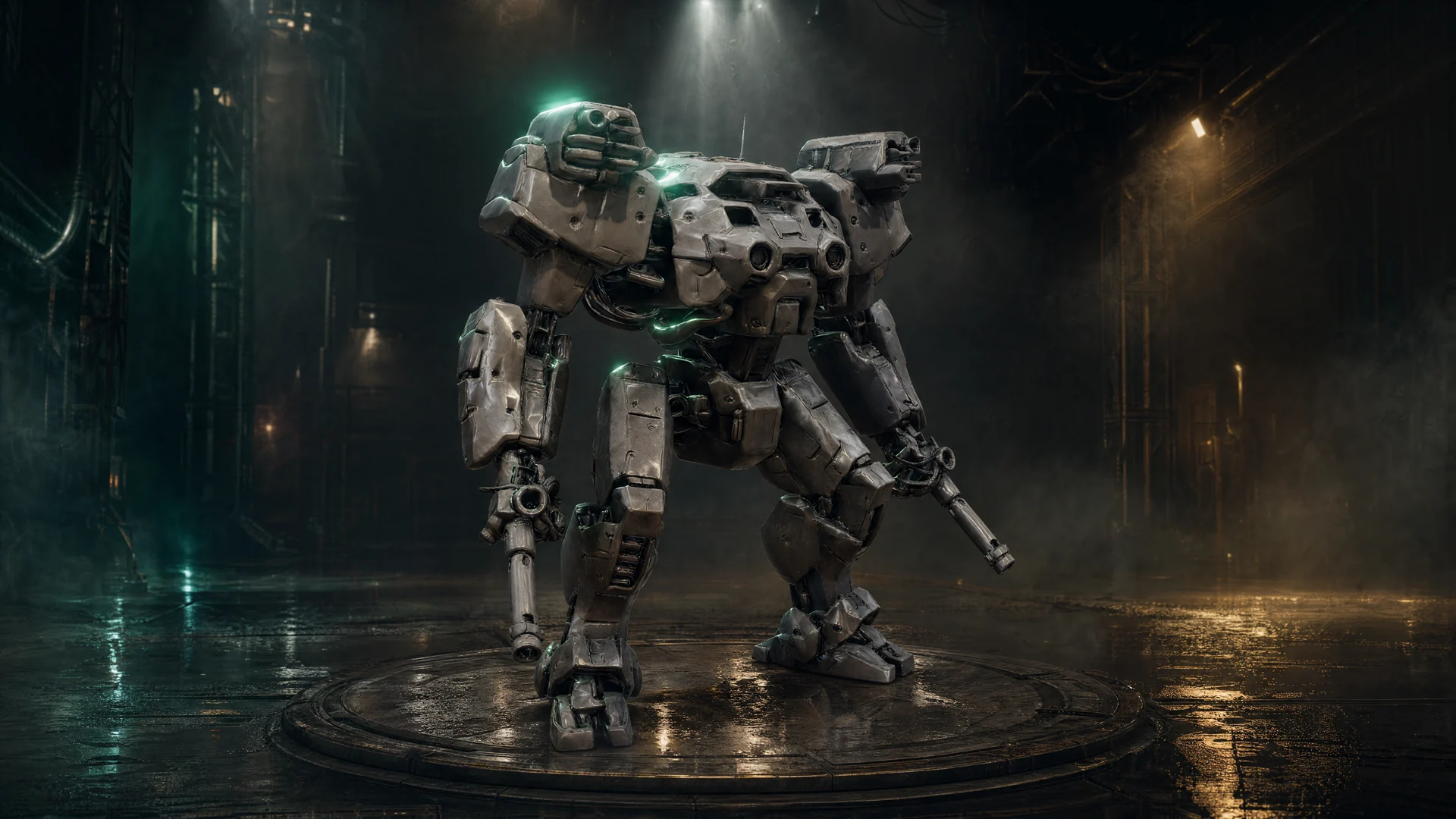 A hundred-ton Craton assault machine standing on a service plinth in a darkened commissioning hall.