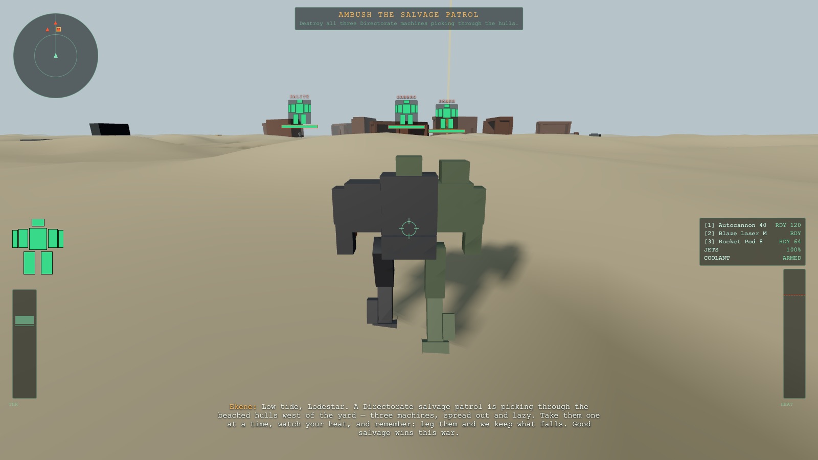 Chase-cam gameplay on the dune coast